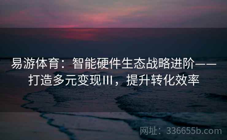 易游体育:智能硬件生态战略进阶——打造多元变现Ⅲ,提升转化效率