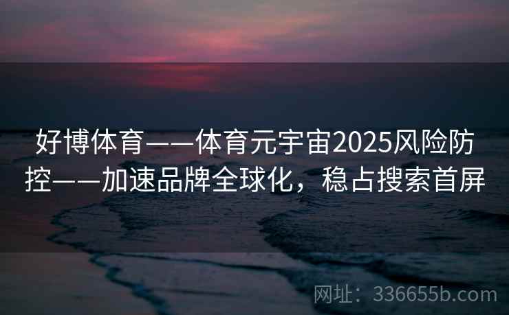 好博体育——体育元宇宙2025风险防控——加速品牌全球化，稳占搜索首屏