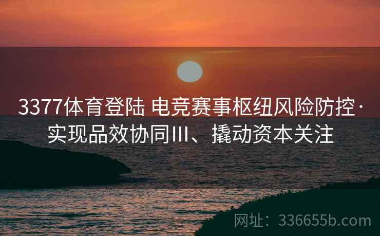 3377体育登陆 电竞赛事枢纽风险防控·实现品效协同Ⅲ、撬动资本关注